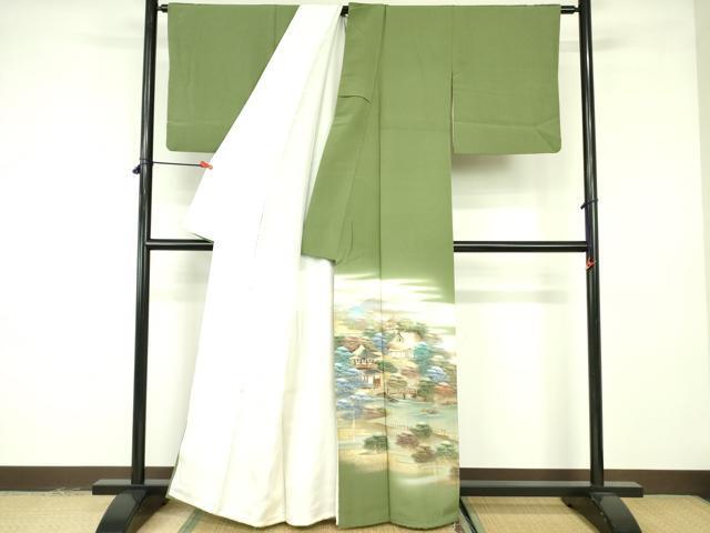 Kimono 豪華色留袖　作家物　人物風景文　古都庭園　暈し染め　金彩　正絹