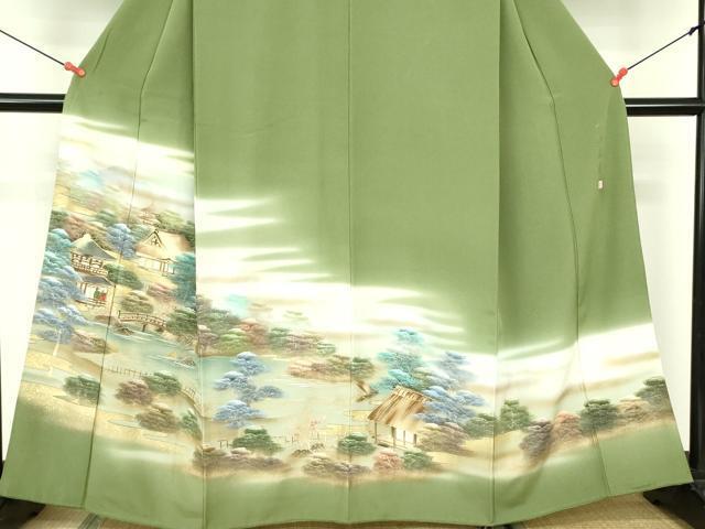 Kimono 豪華色留袖　作家物　人物風景文　古都庭園　暈し染め　金彩　正絹
