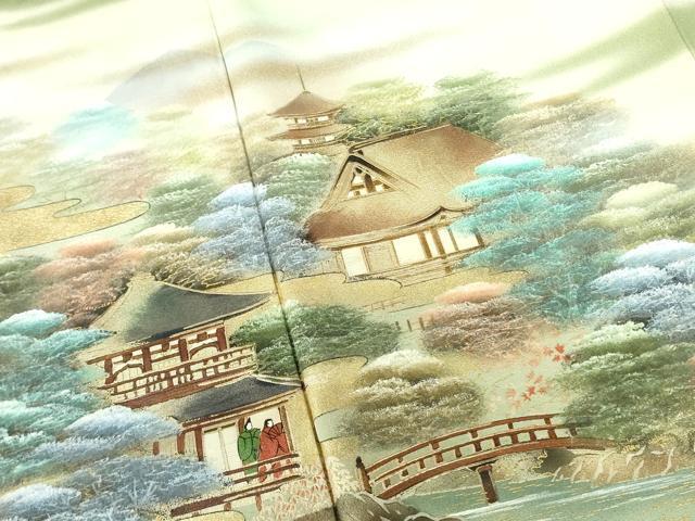 Kimono 豪華色留袖　作家物　人物風景文　古都庭園　暈し染め　金彩　正絹