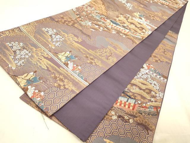 Kimono Belt Obi 西陣　六通柄袋帯　三船祭　工芸箔　正絹　