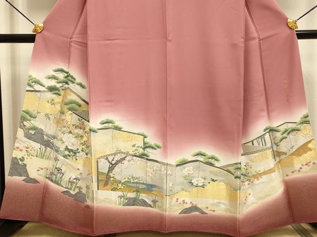 Kimono 豪華色留袖　寿光織　琳派屏風絵図　暈し染め　金銀糸　ほていや扱い　正