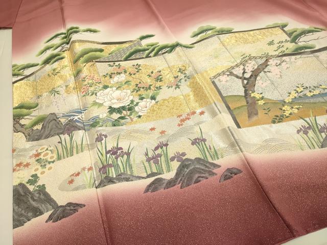 Kimono 豪華色留袖　寿光織　琳派屏風絵図　暈し染め　金銀糸　ほていや扱い　正
