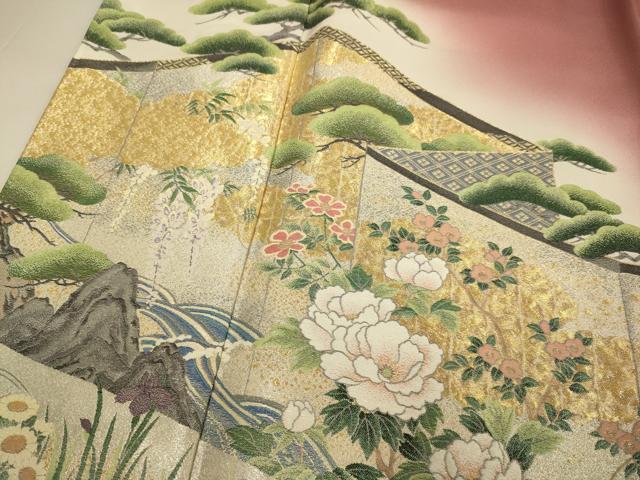 Kimono 豪華色留袖　寿光織　琳派屏風絵図　暈し染め　金銀糸　ほていや扱い　正