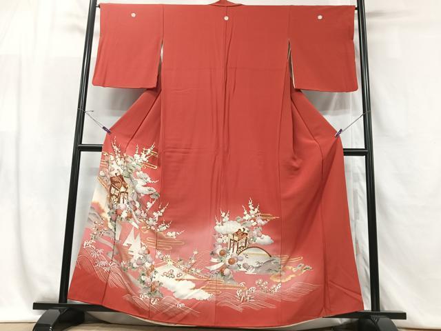 Kimono 豪華色留　御所車立波花文　暈し染め　金彩　正絹