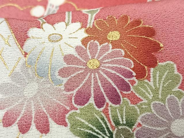 Kimono 豪華色留　御所車立波花文　暈し染め　金彩　正絹