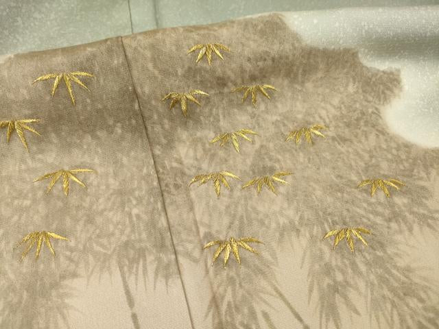 Kimono 訪問着　刺繍　笹竹文　金糸　正絹