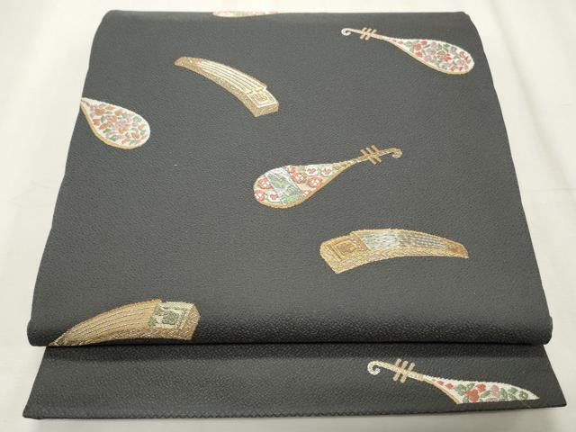 Kimono Belt Obi 六通柄袋帯　唐織　楽器花文　金銀糸　正絹