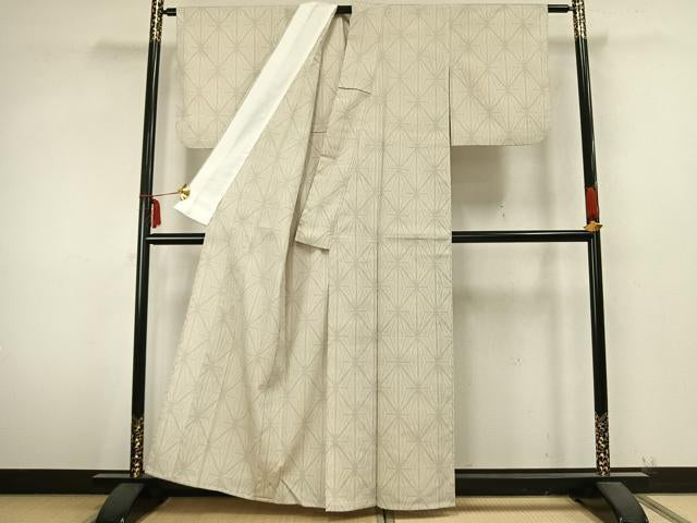 Kimono 本塩沢　単衣　110亀甲　幾何学文様　正絹