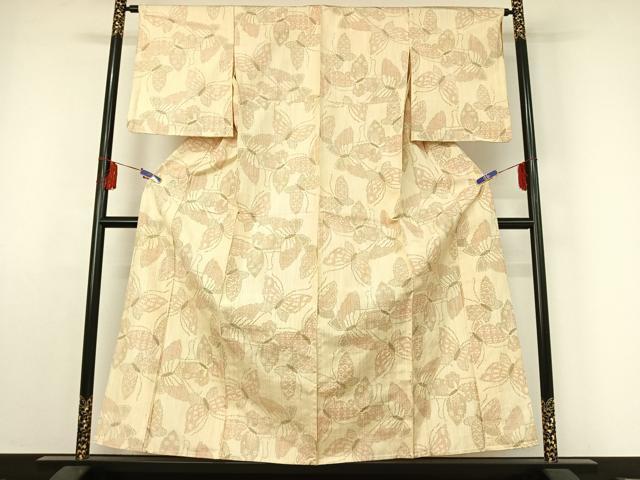 Kimono 上質な紬　単衣　舞蝶文　正絹
